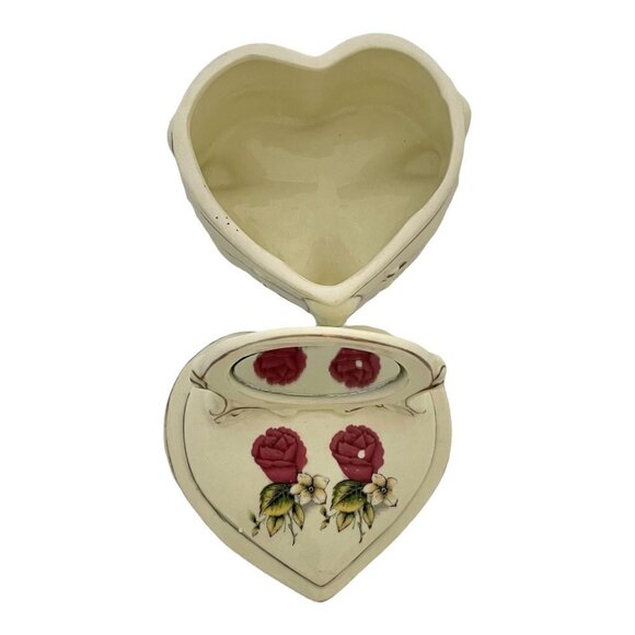 Vintage Hermitage Pottery Floral Ceramic Dresser Mirrored Jewelry Trinket - Picture 4 of 7